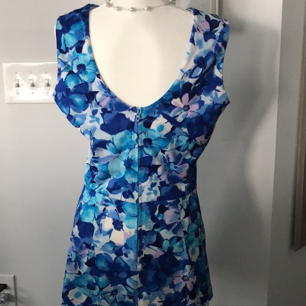 Vintage Union Made Seascamp by Camp 70s Vibrant Blue Floral Swim Dress/Coverup - Picture 2 of 7